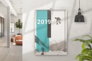 高品质的2019年挂历日历台历设计wall-spiral-calendar-mockups