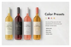 高贵的葡萄酒瓶样机套装Essential Wine Bottle