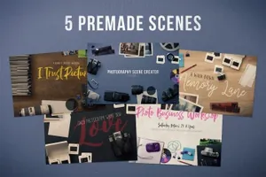 包括170个单独的对象5个预制场景photography-scene