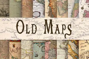 一套牛皮纸老地图高清图片 Old Maps Digital Paper 设计元素