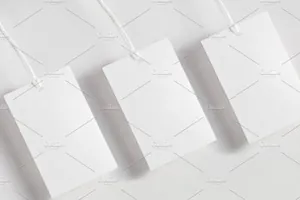 服装吊牌样机 Clothes label tag blank white mockup