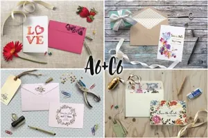 浪漫优雅的贺卡模板 A5 A6 CartSet Mockup  Romantic