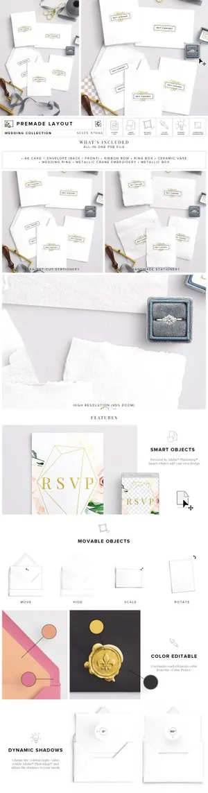 婚礼邀请函样机 A6 Wedding Invitations Mockup