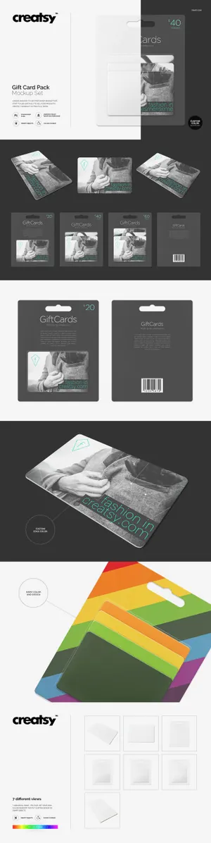 高端礼品卡设计展示样机Gift_Card_Pack_Mockup_Set