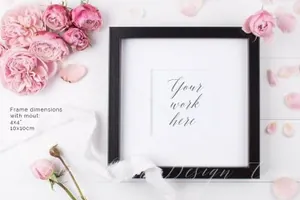 时尚花卉画框样机 Styled stock photo  Frame