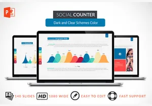 高清幻灯片Social Counter-Powerpoint Template