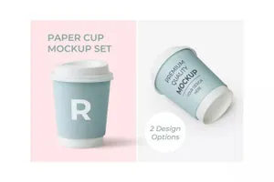 袋盖咖啡杯纸杯包装品牌形象展示效果图Cup Design Mockup