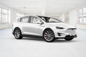 特斯拉汽车多角度场景展示样机贴图PSD模版 Tesla Model X Electric Car Mockup