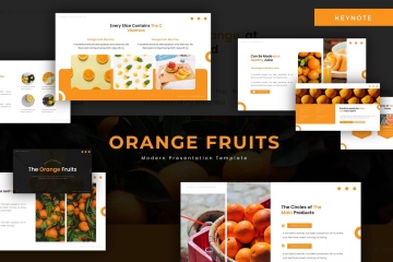 时尚简约好用的清新橙色配色水果主题keynote幻灯片演示模板