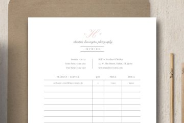 简单的工作室收据模板 Simple Studio Invoice Template