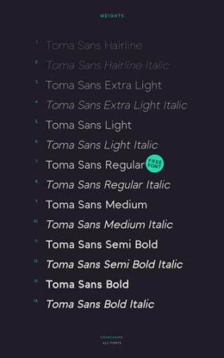 细线斜体英文字体Toma Sans – Regular
