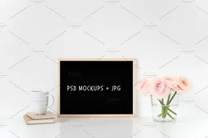 黑白场景样机 Chalkboard mockups bundle