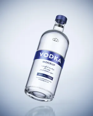 伏特加酒瓶包装设计贴图展示样机模版 Vodka bottle mockup