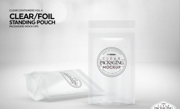 透明袋装食品自立袋包装袋展示效果图VI智能贴图