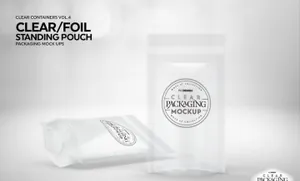 透明袋装食品自立袋包装袋展示效果图VI智能贴图