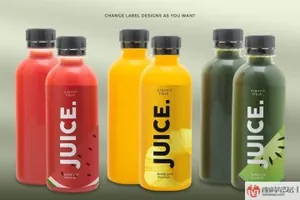 瓶装饮料果汁玻璃瓶包装瓶贴标签展示效果图