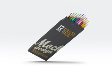8个不同视觉高分辨率12色彩色铅笔Colored Pencils 12 Pack Mock-Up