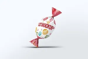 6个PSD缤纷糖果包装纸模型Candy Wrap Mock-Up