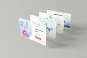 时尚高端3D立体屏幕web banner网站3d-screen-mockups