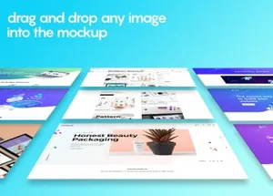 高品质的3D立体透视图效果web UI样机展示模型