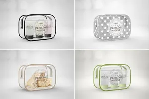 少见稀有的逼真质感透明不透明拉链化妆clear-opaque