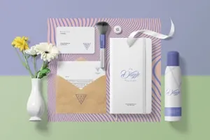 温馨时尚质感场景的VI样机展示模型