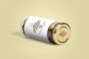 高品质的橄榄玻璃罐头包装设计olives-glass-jar-mockups