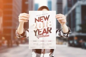 高品质的女模特手持海报DM宣传单