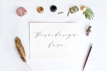 信纸手写场景样机 Bandle 8 mockup. Calligraphy