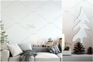 圣诞墙装饰样机 Christmas Interior Wall Mockups