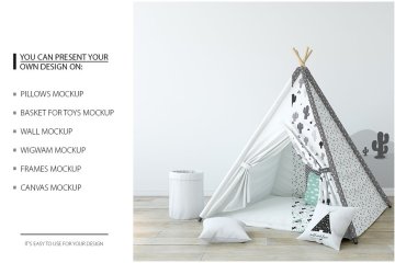 儿童织物设计房间样机 KIDS Interior Fabric Mockup