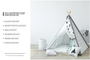 儿童织物设计房间样机 KIDS Interior Fabric Mockup