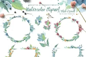 水彩手绘手写字体 Loving Saskia Font Graphics Bundle