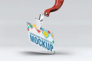 高品质的时尚工作牌工牌吊牌员工卡lanyard-name-tag-badge-mockup