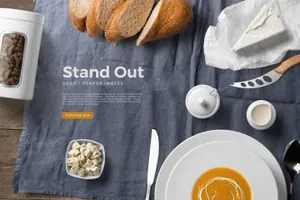 餐厅食品面包餐具模拟场景