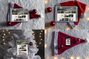 圣诞节Mac和iPad场景样机 Christmas Mac