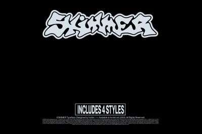 高质量复古Y2K千禧风手绘垃圾反设计笨拙丑陋英文装饰字体 SKIMMER Typeface