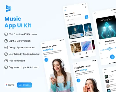 高质量iOS音乐移动APP应用程序界面设计UI素材 Music App UI Kit