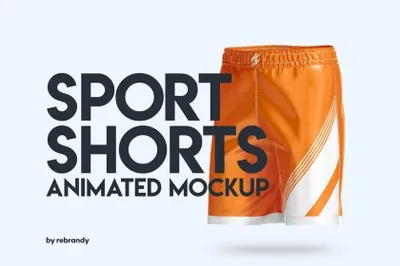 男士运动短裤360度动态贴图展示设计提案样机模板 Sport Shorts Animated Mockup