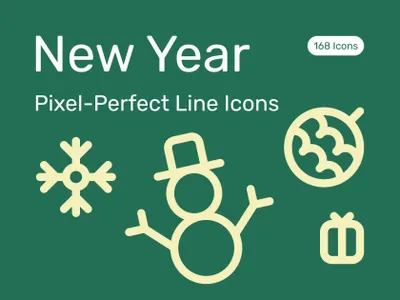 高质量圣诞节主题UI图标合辑包 New Year / Christmas — Pixel-Perfect Line Icons