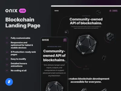 高质量区块链加密货币落地页Web网页设计模板素材 Onix Blockchain Landing Page