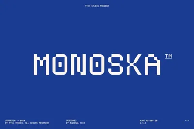 高质量科技工业快递面单机票编程编码编辑器显示器等宽英文字体素材 Monoska font