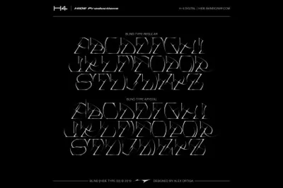 潮流未来酸性尖锐纤细逆反差潮牌服饰地下先锋嘻哈英文装饰字体 BLIND [HIDE TYPE 03]