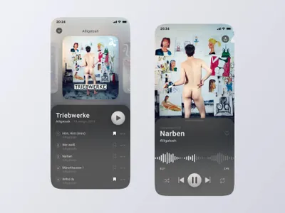 高质量播放器列表界面设计UI素材免费分享 Music Player Mobile App