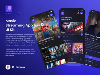 高质量电视剧电影流媒体移动APP设计UI界面素材 Flixism - Movie Streaming App UI Kit
