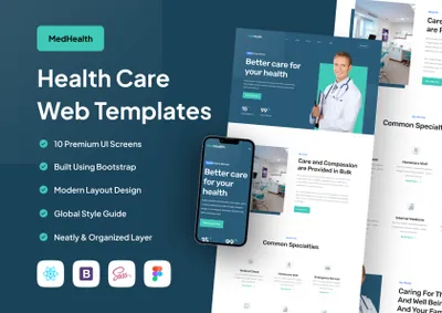 高质量医疗保健远程患者监控Web网页模板 MedHealth - Health Care Web Templates