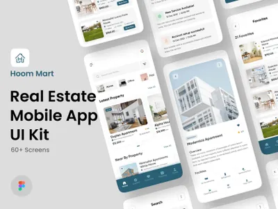 房地产中介出租出售开发商建筑公司移动APP界面UI素材 Hoom Mart Real Estate App UI