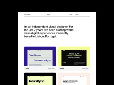 自由职业者设计师摄影师个人网站作品集网页模板素材 Minimal Design Framer Template