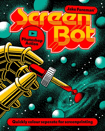 潮流复古漫画分色丝网印刷半色调颗粒感效果PS动作素材 Screen Bot