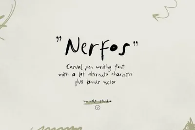 潮流现代实验性优雅女人味稚嫩孩童粗糙手写英文装饰字体 Nerfos Font